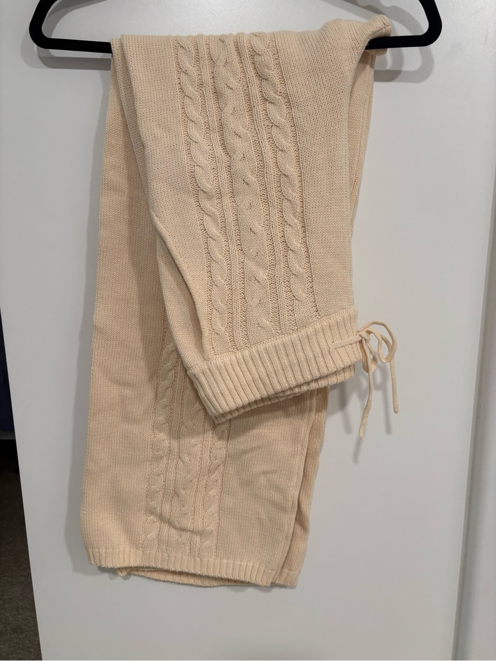 Smash + Tess Cream Cable-Knit Sweatpants with Drawstring Cuffs